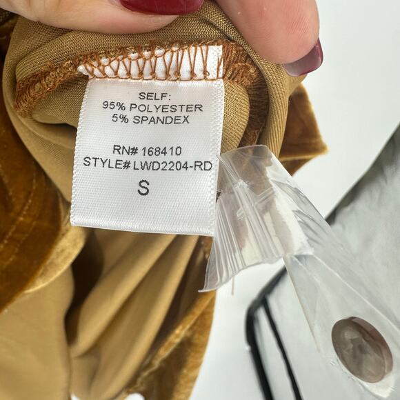 AURA Crushed Velvet Midi Shirt Dress Size S Belted Long Sleeve Honey Romantic - Picture 8 of 13